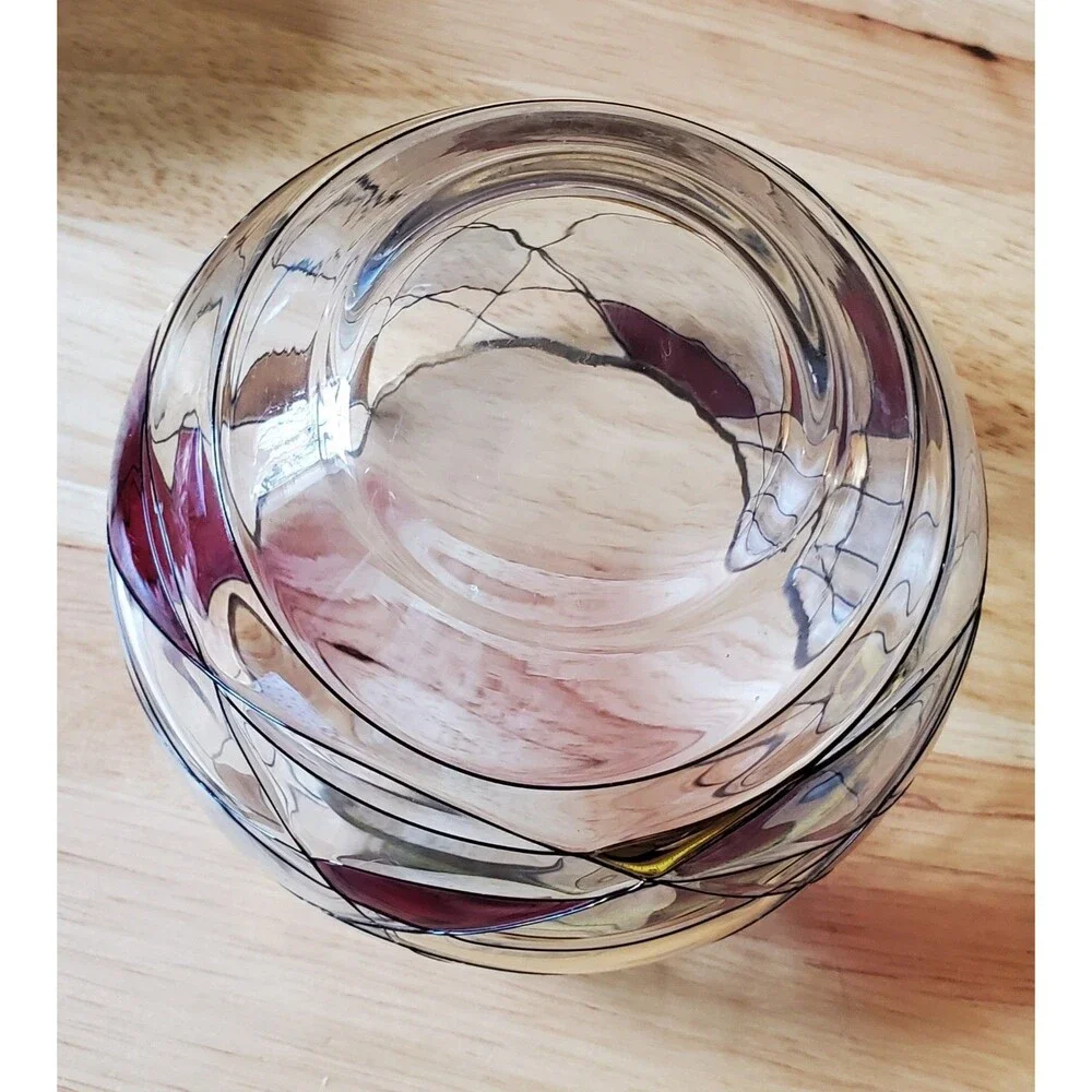 Partylite Calypso Candle Holder Mosaic Stained Glass Look Votive 4" Vtg Red Gold - Picture 11 of 13